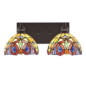 Albany 16 in. 2-Light Espresso Vanity Light with Lynx Art Glass Shades