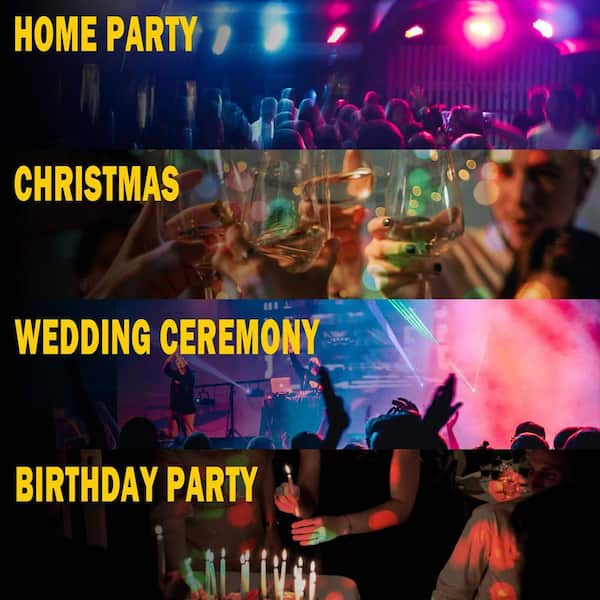 600 Lumens Black Integrated LED Floodlight, Sound Activated with Remote Control, Stage and Party Lighting, 3-Pack