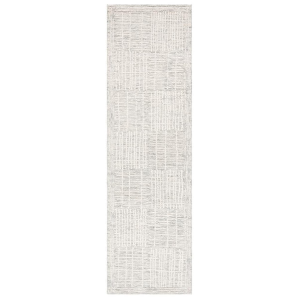 SAFAVIEH Abstract Gray/Ivory 2 ft. x 8 ft. Checkered Unitone Runner Rug