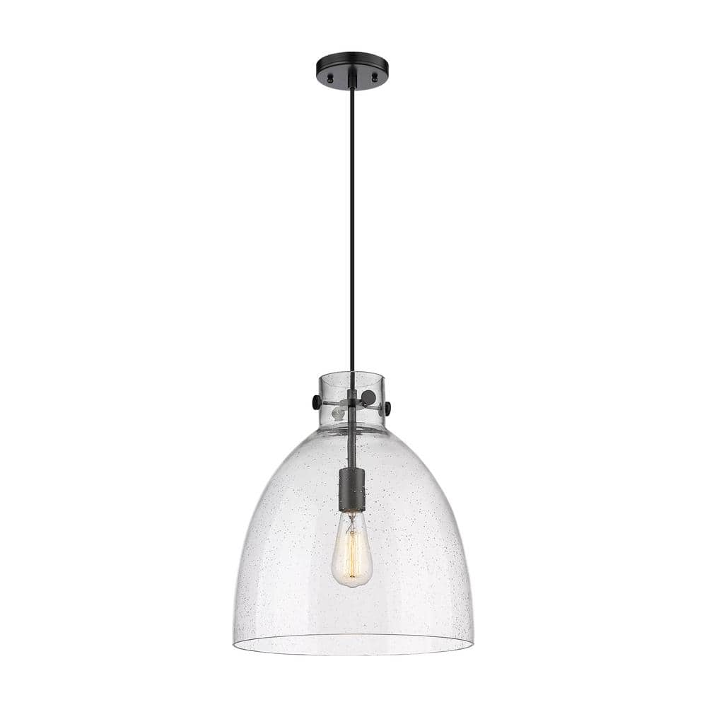 Innovations Newton Bell 100-Watt 1-Light Matte Black Shaded Pendant ...