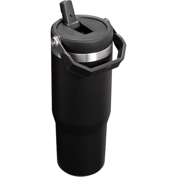 30 oz. Black Stainless Steel Vacuum Insulated Water Bottle with Straw Leak Resistant, Dishwasher Safe and Cold 24 Hours