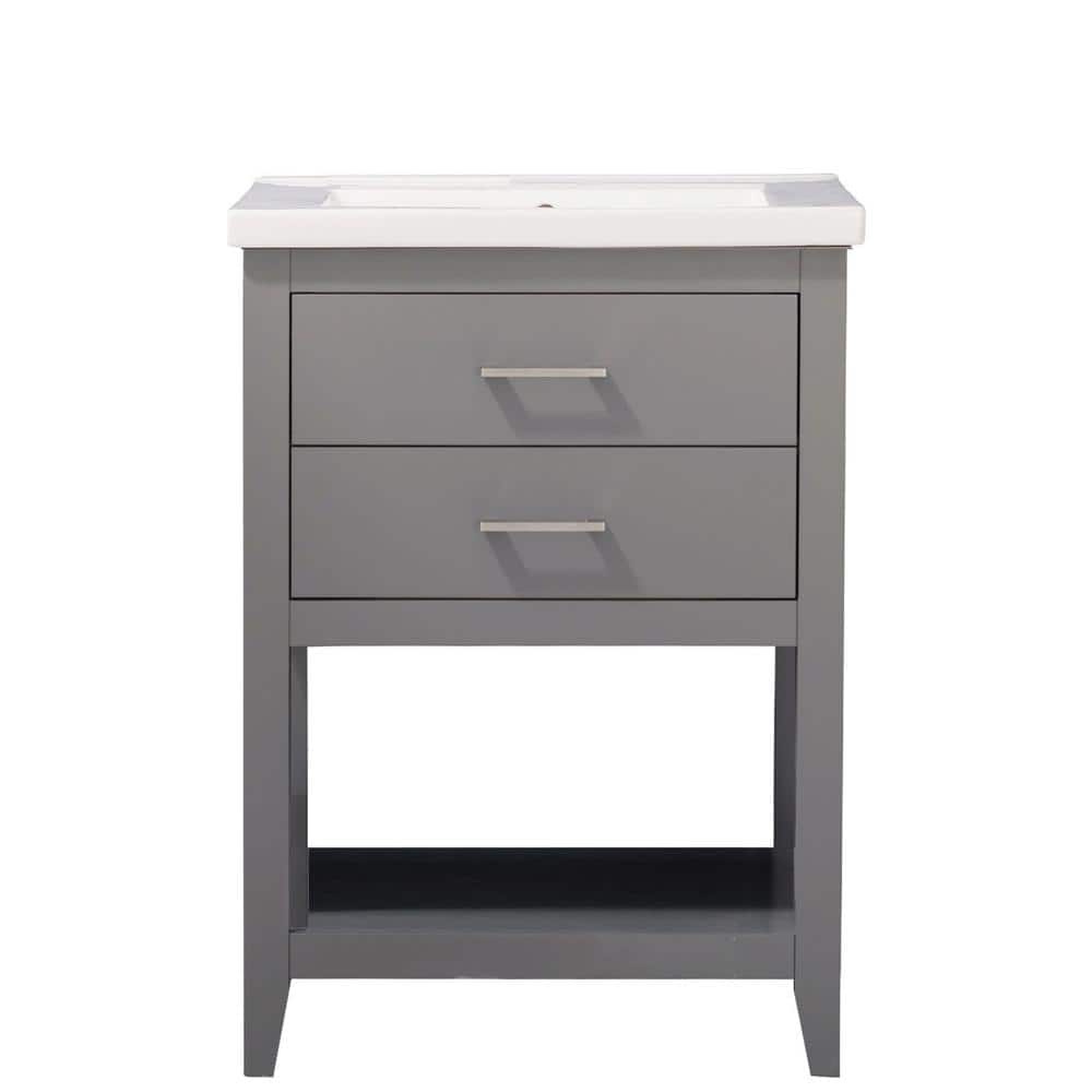 Design Element Cara 24 in. W x 18 in. D Bath Vanity in Gray with ...