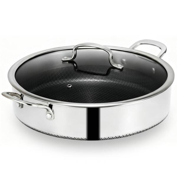 12-Inch 5.5-Quart Tri-Ply Nonstick Ceramic Saute Pan with Tempered Glass Lid, Induction and Oven Safe