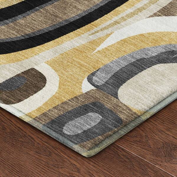 Mayfield Premium Machine Washable Abstract AMF2488 Gold 2 ft. x 3 ft. Accent Rug