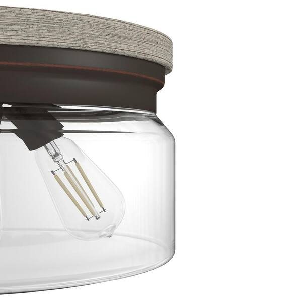 Hunter - Devon Park 13 in. 3 Light Onyx Bengal Flush Mount Bedroom Light