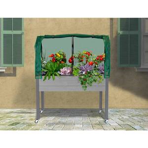 47 in. x 21 in. x 32 in. Self-Watering Gray Spruce Planter, Greenhouse and Bug Cover