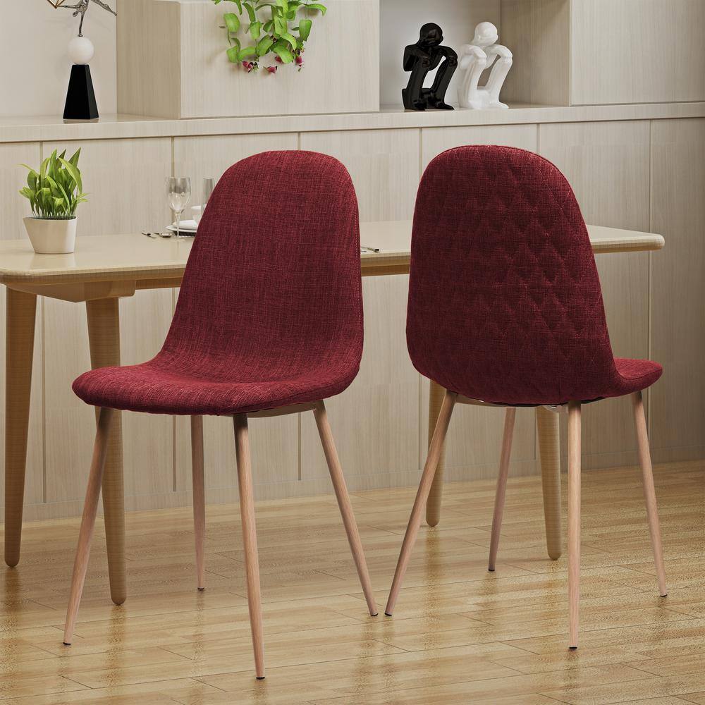Mid-Century Dining Chair Fabric Upholstered Chair with Light Walnut Finishe