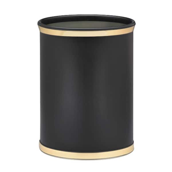Sophisticates 13 Qt. Black with Polished Brass Oval Waste Basket