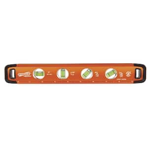 11 in. Aluminum Magnetic Torpedo Level with 4 Bubble Vials, Etched Ruler and Straight Edge