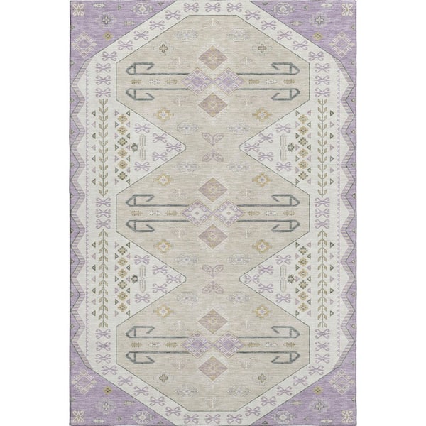 Mayfield Premium Machine Washable Abstract AMF2565 Lavender 8 ft. x 10 ft. Area Rug