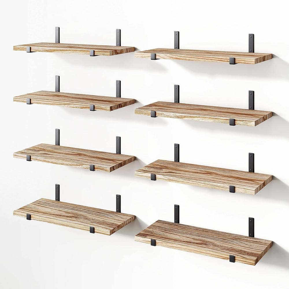 6.14 in. W x 16.02 in. D Brown Wood Floating Shelves for Wall Decor (Set of