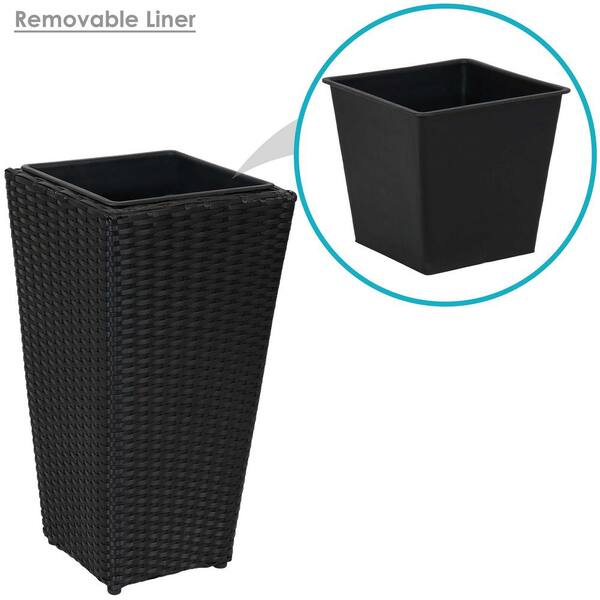 Sunnydaze Tall Square Polyrattan Planter (Set of 3) NHU-439