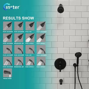 9-Spray 4 in. Dual Wall Mount Fixed and Handheld Shower Head 2 GPM with Tub Faucet in Matte Black (Valve Included)