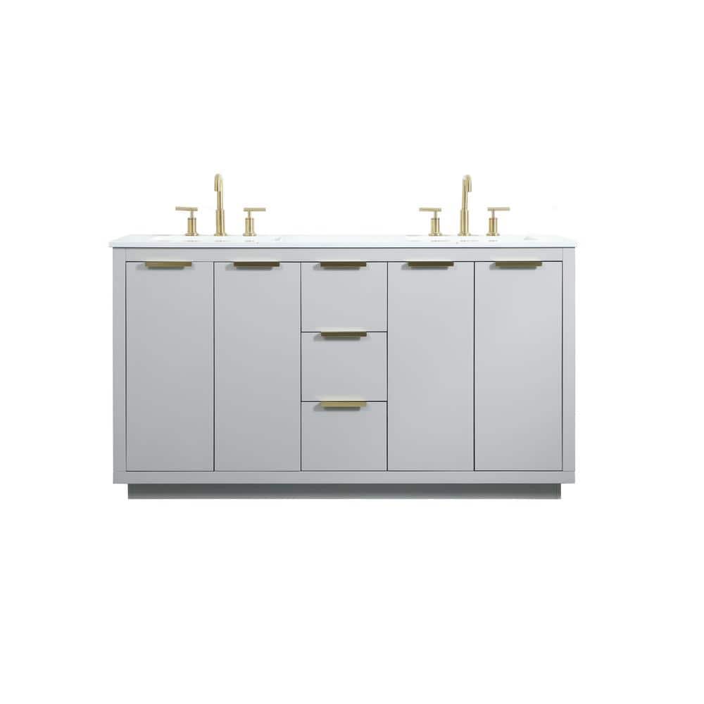 Simply Living 60 in. W x 22 in. D x 34 in. H Bath Vanity in Grey with Calac