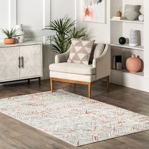 Elizabeth Faded Geometric Light Gray 4 ft. x 6 ft. Traditional Area Rug