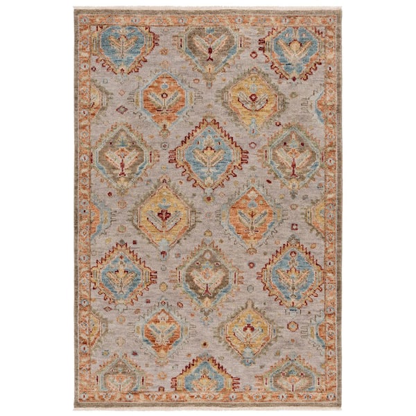 Samarkand 6 ft. x 9 ft. Beige/Gold Ornate Border Area Rug