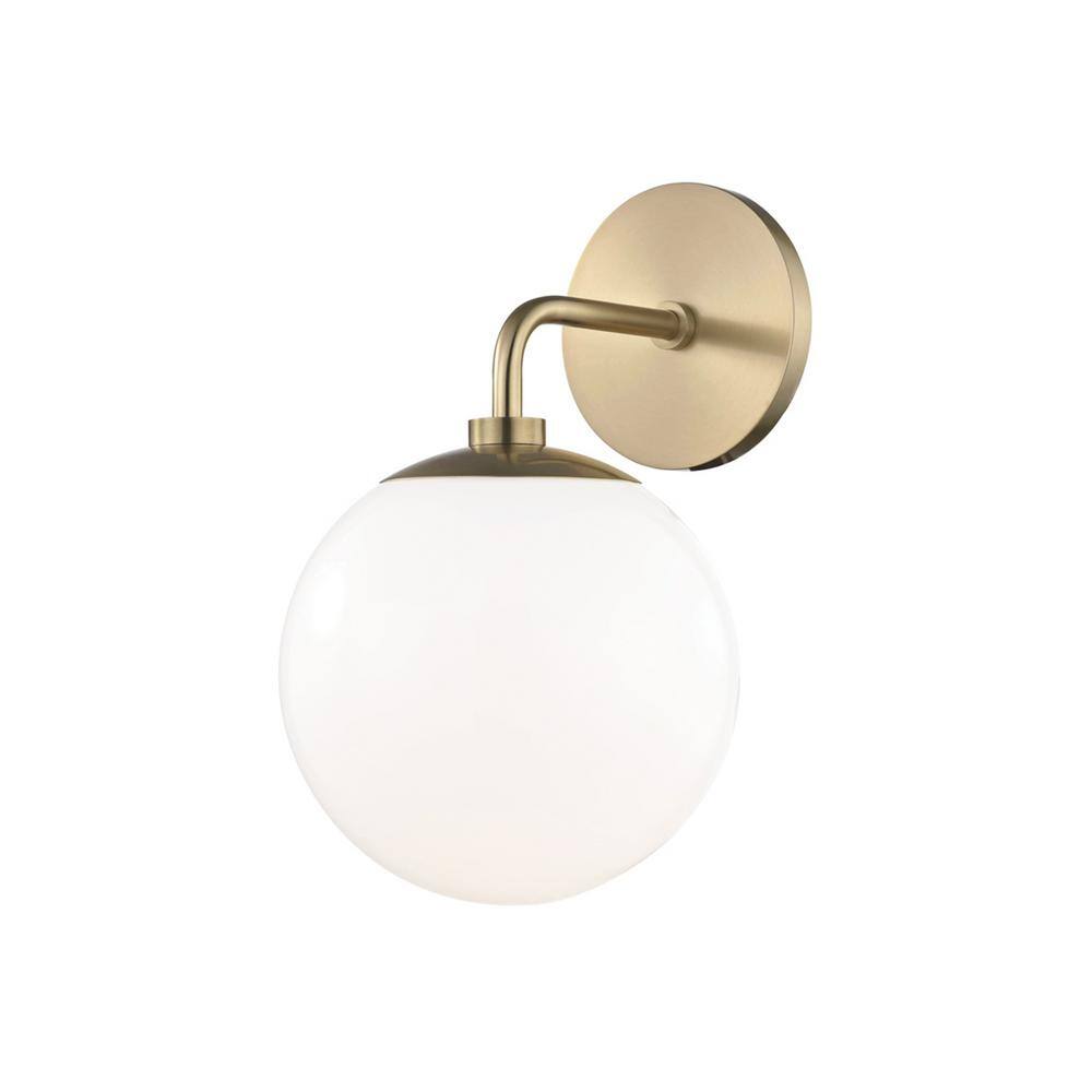 Fifth and Main Lighting Jack 1-Light Aged Brass Wall Sconce with Opal ...