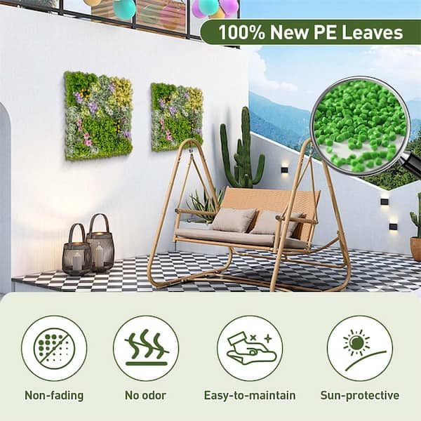 フェイクグリーン　スクエア Costway 20 in. Green Square Framed Artificial Leaf Wall Art with