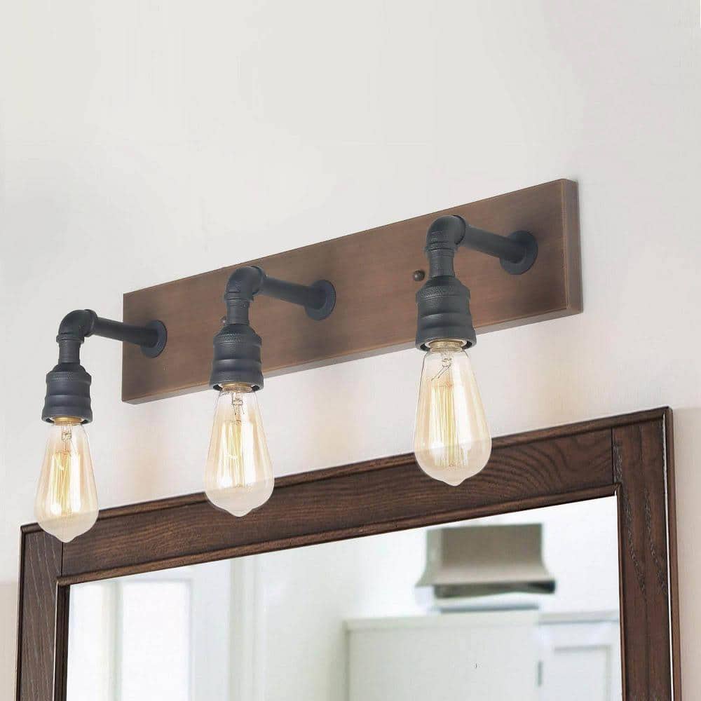 Sabrina Matte Black Metal 3-Light Vanity Fixture