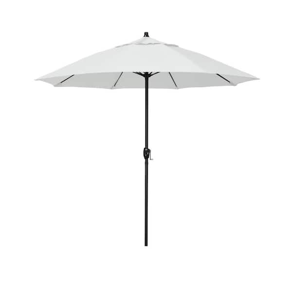 California Umbrella 7.5 ft. Black Aluminum Market Patio Umbrella Fiberglass Ribs and Auto Tilt in White Olefin