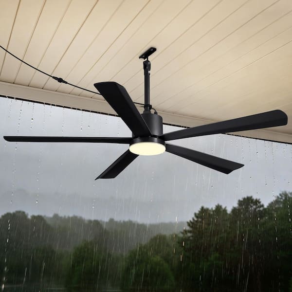 54 in. Black Outdoor/Indoor Waterproof Downrods Mount Pulg-in Standard LED Ceiling fan with Remote for Patios, Gazebos
