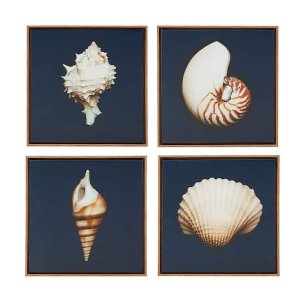 Miscool Anky 4-Piece Framed Art Print 12 in. x 12 in. Framed Canvas Wall Art Set
