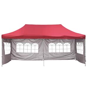 10 ft. x 20 ft. Red Outdoor Instant Canopy Tent with Wheeled Storage Bag