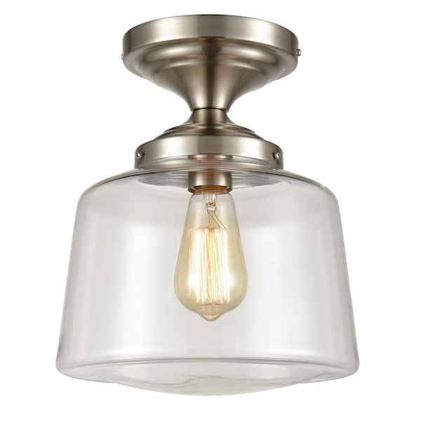 CLAXY Modern Semi Flush Ceiling Light Schoolhouse Clear Glass