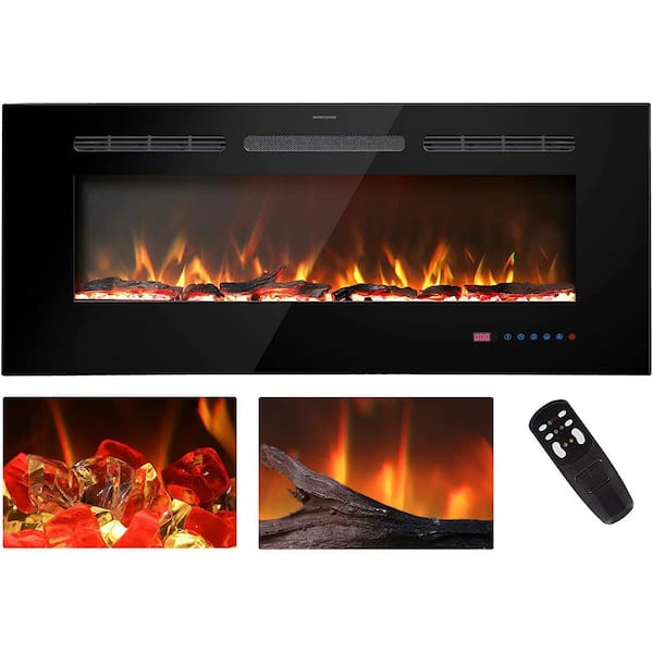 Edendirect 36 in. Smart Electric Fireplace Insert in Black with Remote, Low Noise, 750W/1500W Heating Mode, Timer, 3D Flames