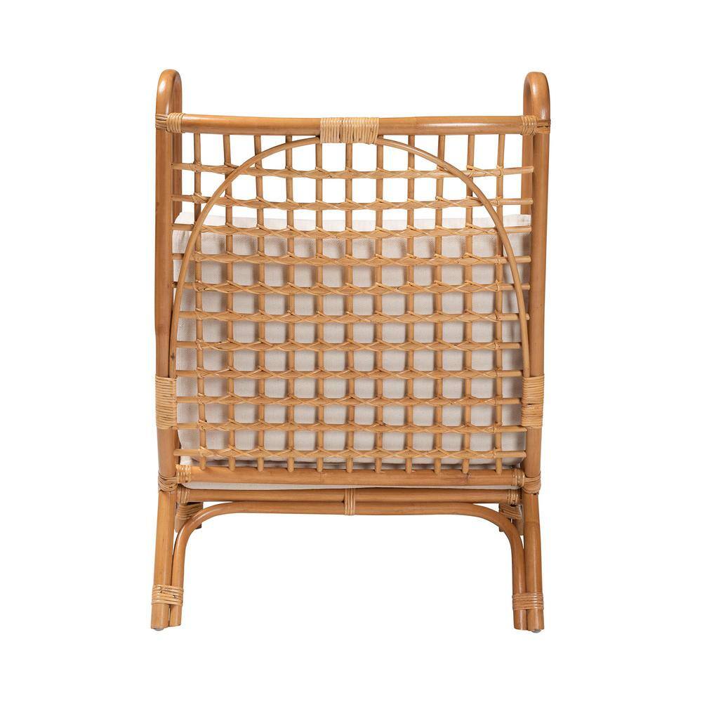 Helina White Geometric Rattan Accent Chair