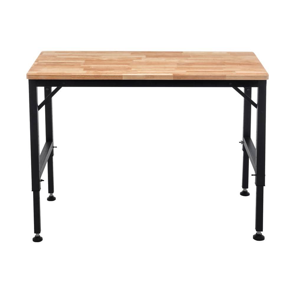 23.6 in. W x 48 in. D Heavy-Duty Adjustable Workbench for Garage, Rubber Wood Work Table W/Rubber Pads, Black price history on PriceWatchPro