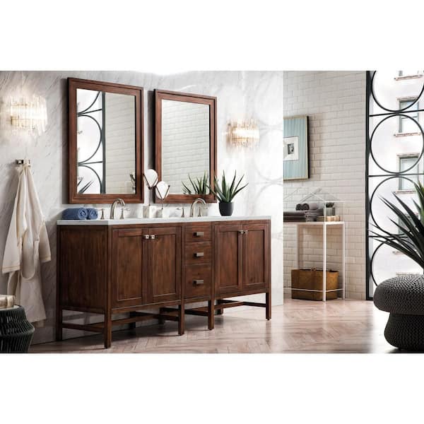 James Martin Vanities Addison 72 in. W x 23.5 in. D x 35.5 in. H Bathroom Vanity in Mid Century Acacia with Ethereal Noctis Quartz Top