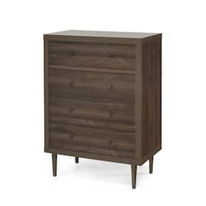 Walnut Brown 4 Drawers 31.15 in. Dresser Without Mirror