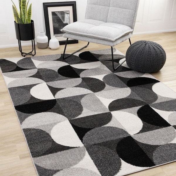 Caldera Collections 8 ft. x 11 ft. Grey Geometric Indoor Area Rug