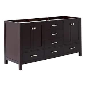 Cambridge 66 in. W x 21.5 in. D x 34.5 in. H Double Freestanding Bath Vanity Cabinet without Top in Espresso