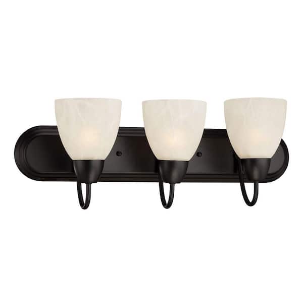 Designers Fountain Torino 3-Light Oil-Rubbed Bronze Vanity Light with Alabaster Glass Shades