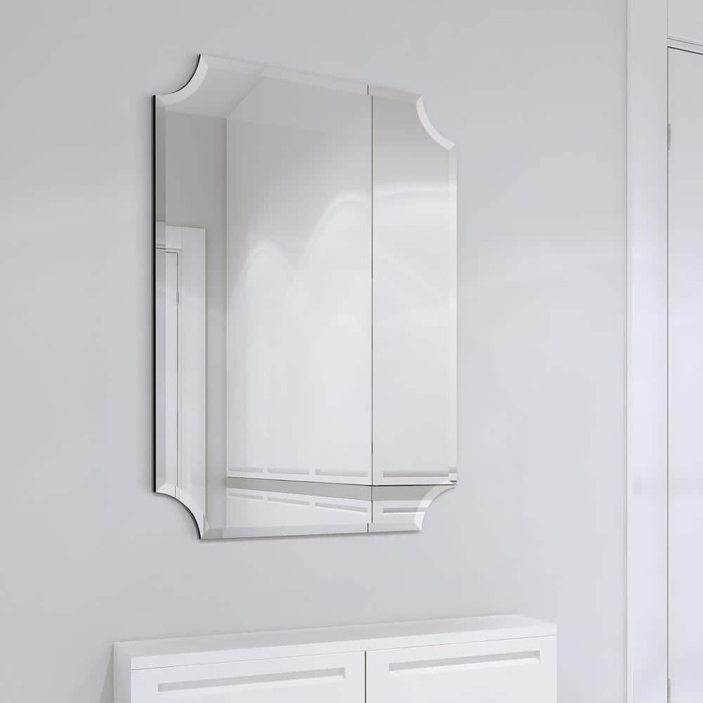 Elegant Scalloped Edge Frameless Wall Mirror 30" x 40"