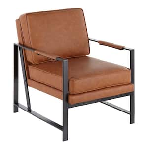 Franklin Camel Faux Leather and Black Metal Padded Arm Chair
