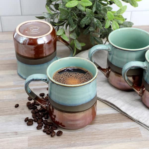 Gibson Home Copper Tonal 4-Piece 18 Ounce Stoneware Cup Beverage