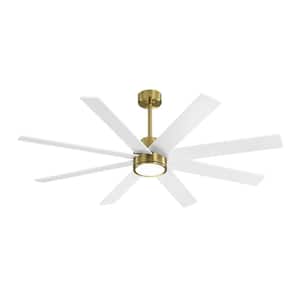 60 in. 8-Plywood Blades Indoor White and Gold LED Ceiling Fan with Remote