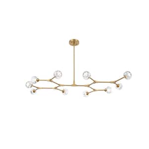 Timeless Home 56 in. 10-Light Gold And Clear Pendant Light