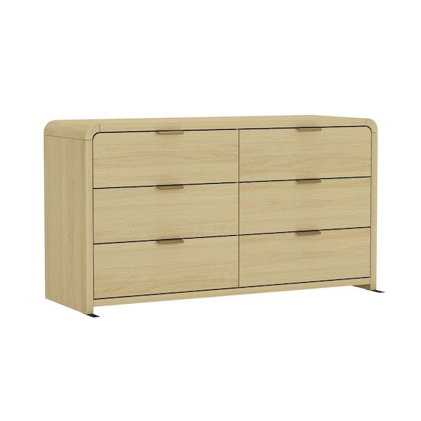 Manhattan Comfort Grace Modern Natural Oak 6-Drawer 60 in. Double Dresser with Gold Handles DR009-GNO - The Home Depot Manhattan Comfort Grace Modern Natural Oak 6-Drawer 60 in. Double Dresser with Gold Handles DR009-GNO - The Home Depot