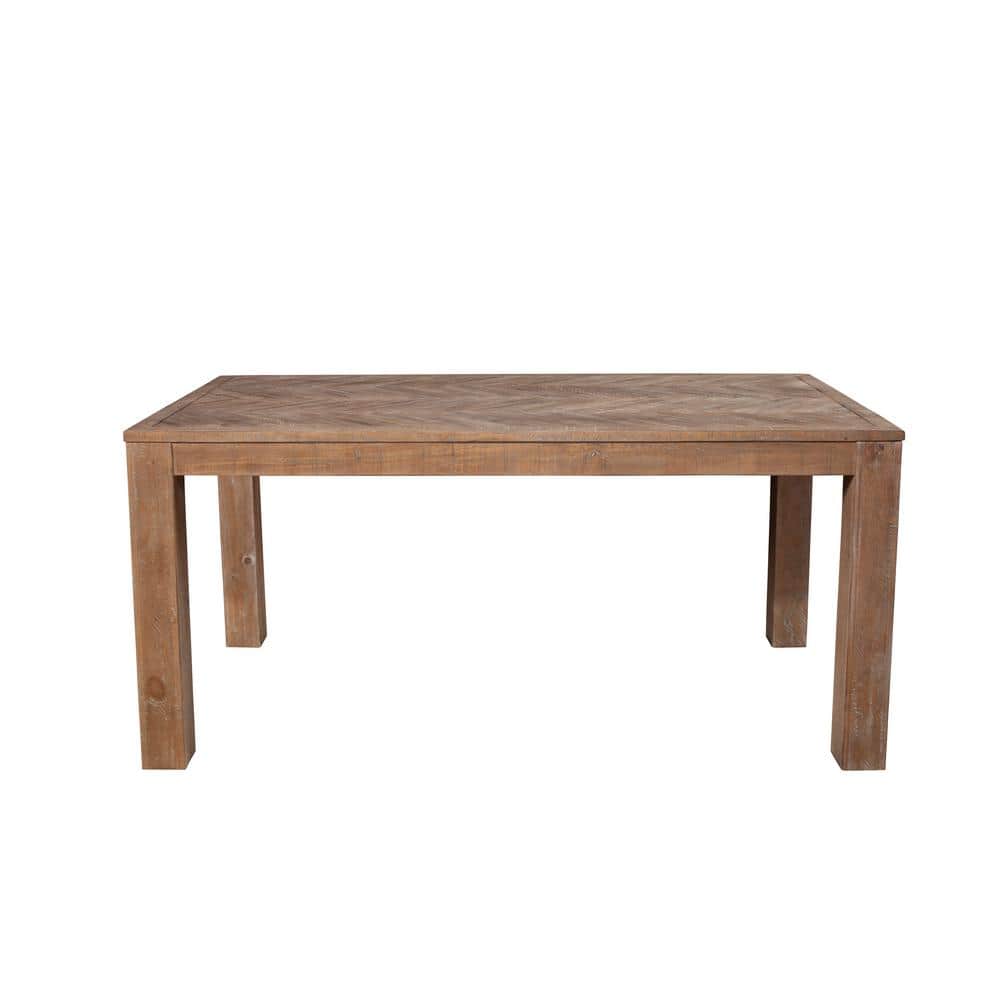 Reclaimed Pine Chevron 74" Rustic Dining Table in Weathered Natural