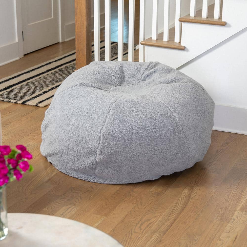 Gray Sherpa Fabric Bean Bag
