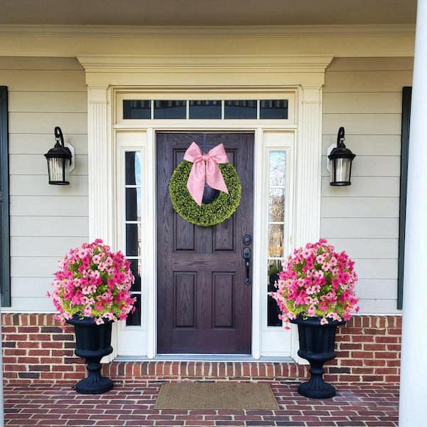 17.72 in. UV Resistant Green Artificial Outdoor Shrub Faux Boxwood
