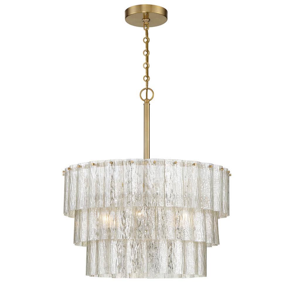 Museo 9-Light Satin Brass and Mercury Glass Chandelier