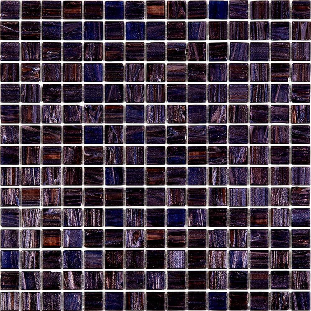 Celestial Deep Indigo Blue Iridescent Glass Mosaic Tile