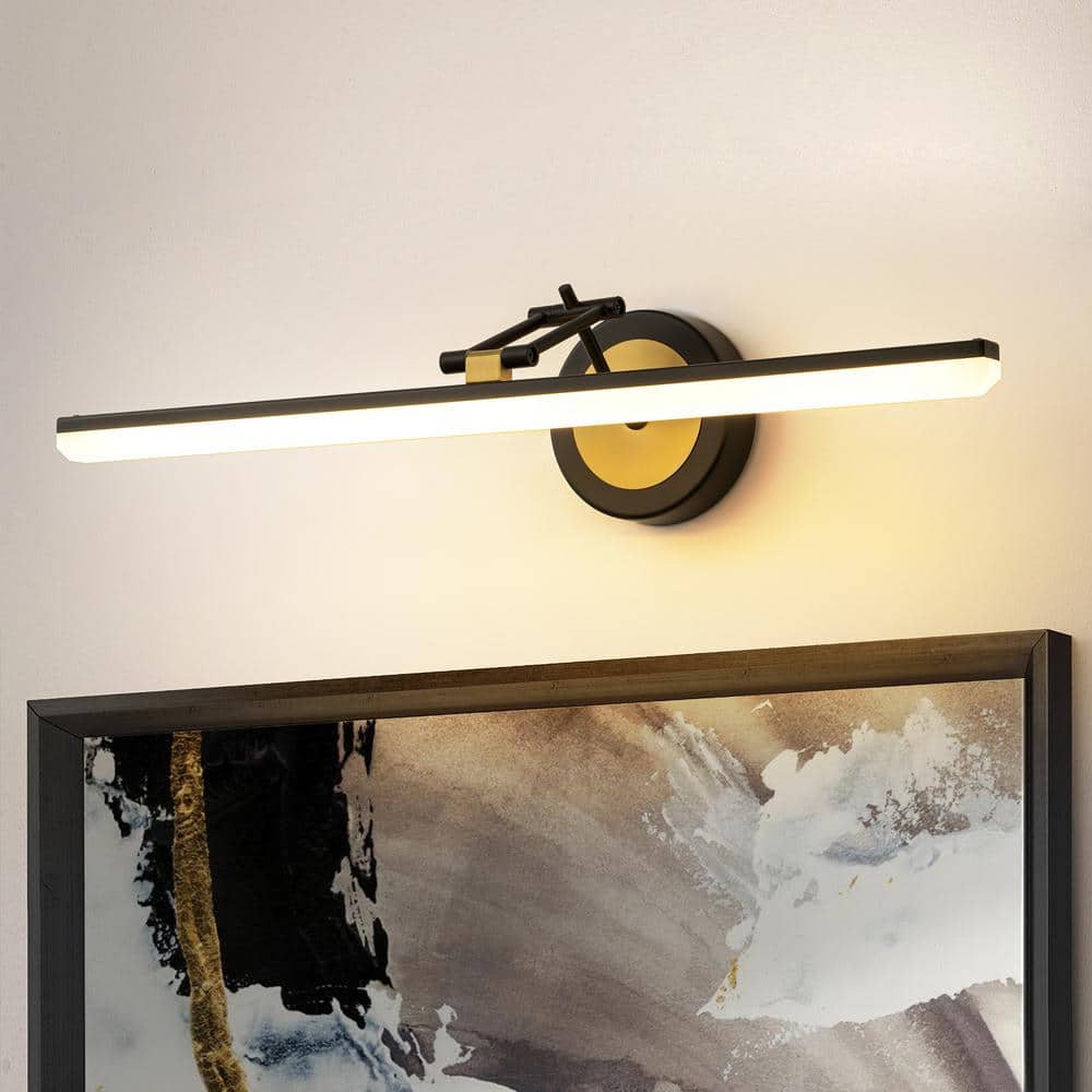 Kelly 1-Light 22.8 in. Black with Gold Dimmable LED Vanity Light with Extendable Arm for Picture Light price history on PriceWatchPro