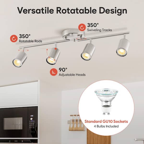 Merra 4-Light 2 ft. Galvanized Nickel Ceiling Mounted Hardwired