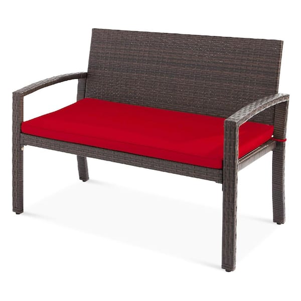 47 in. Double Gray Wicker Outdoor Bench